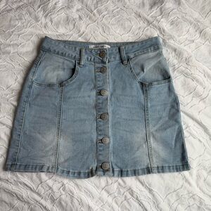 Almost Famius High Rise Denim Skirt with Front Buttons